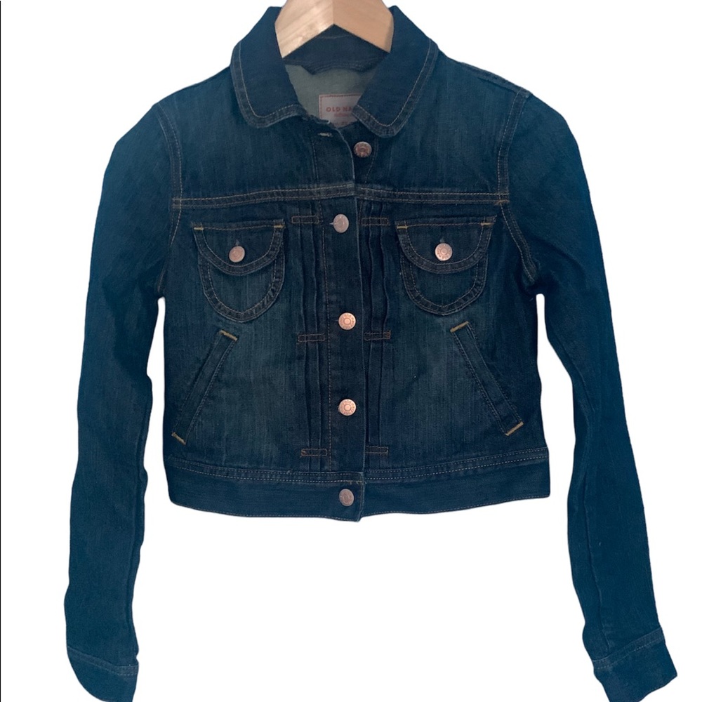 Vintage Y2K Deep Indigo Cropped Denim Jacket Size XS